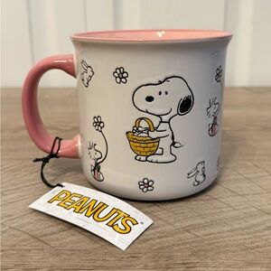 Peanuts Gang HOPPY EASTER All Over Pattern Bunnies Flowers 21 oz Ceramic Mug